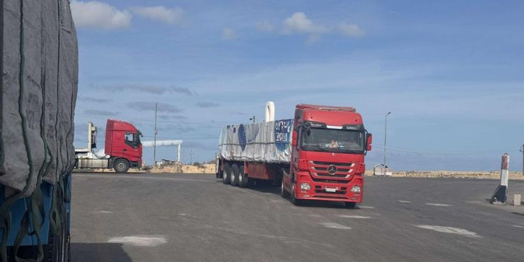 First aid trucks enter Gaza from Egypt as ceasefire takes effect