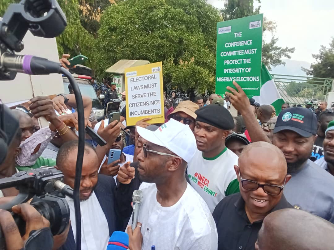 Obi joins protest at N’Assembly, says Nigerians don’t want glitch again